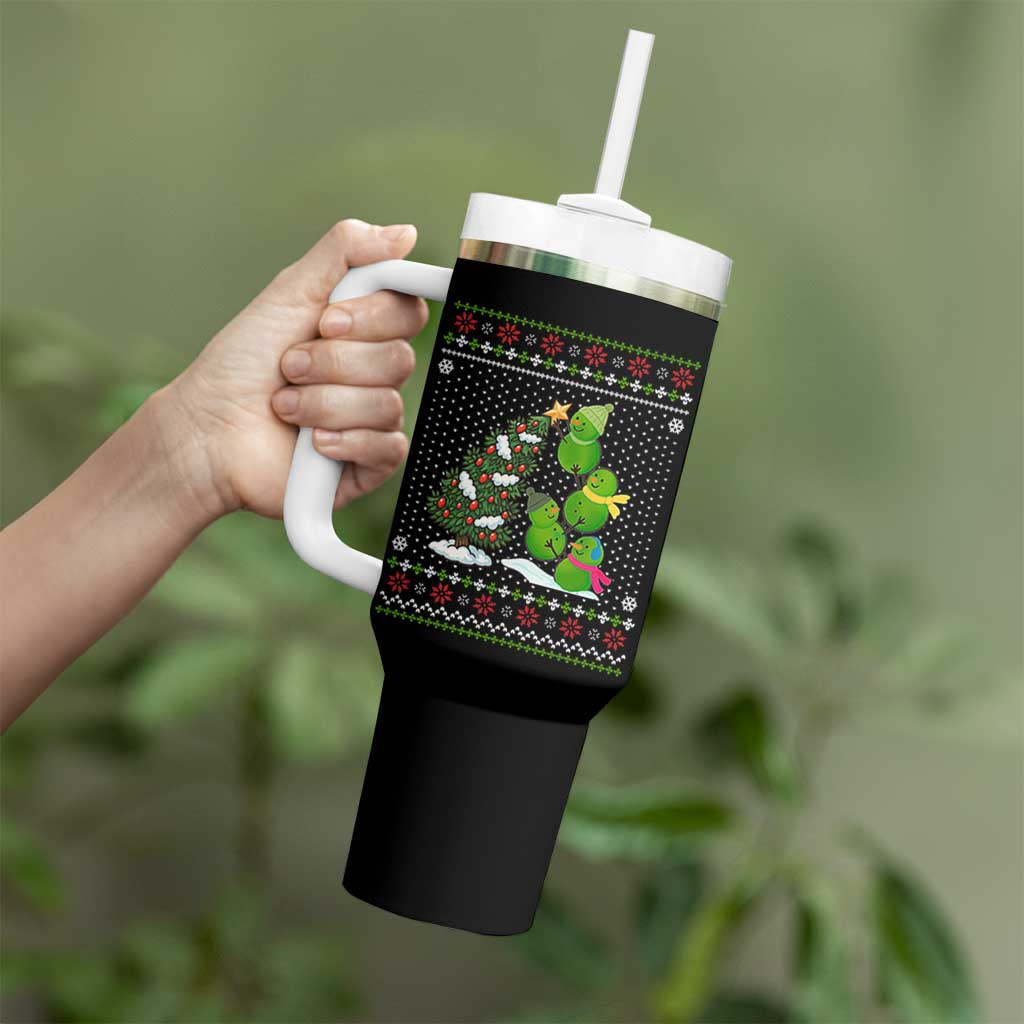 Christmas Snowman Squad Tumbler With Handle Funny Holiday Snowmen With Xmas Tree