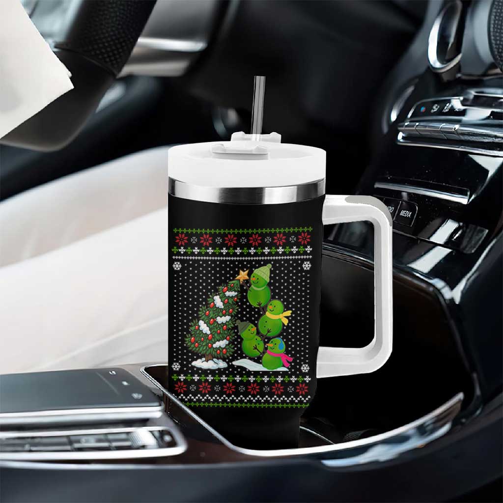 Christmas Snowman Squad Tumbler With Handle Funny Holiday Snowmen With Xmas Tree
