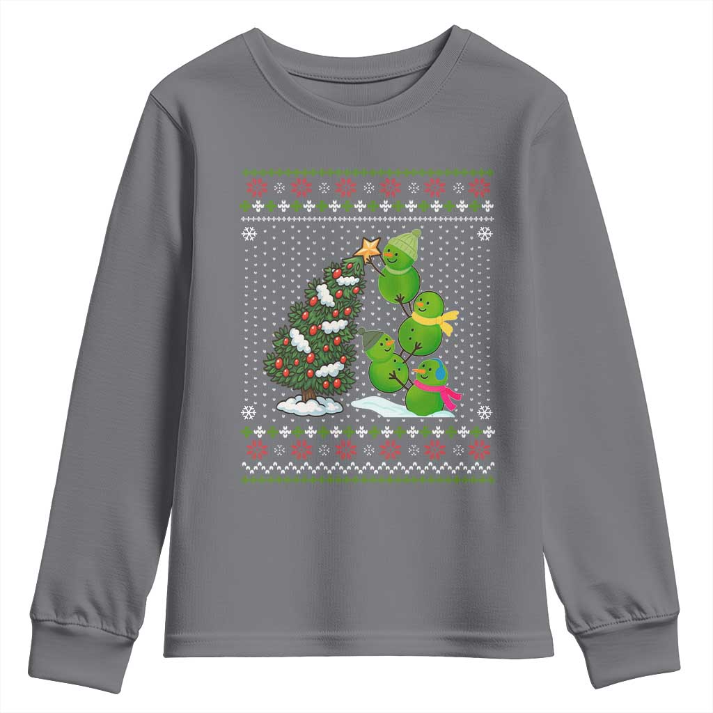 Christmas Snowman Squad Youth Sweatshirt Funny Holiday Snowmen With Xmas Tree - Wonder Print Shop