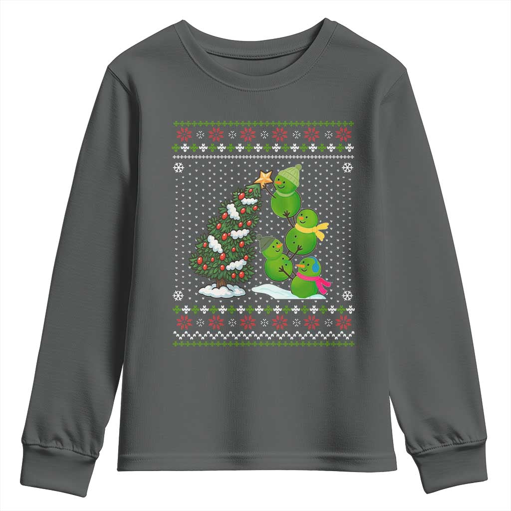 Christmas Snowman Squad Youth Sweatshirt Funny Holiday Snowmen With Xmas Tree - Wonder Print Shop