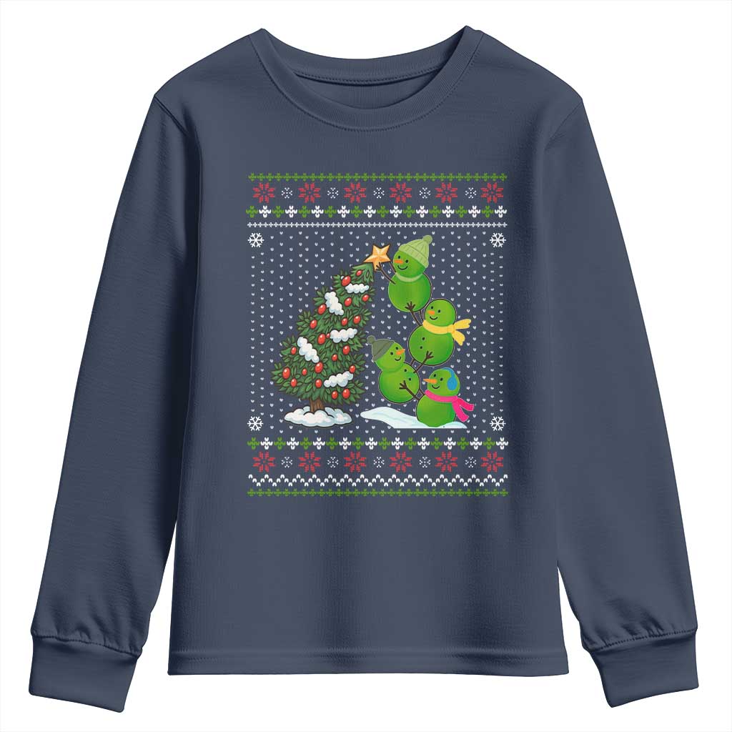 Christmas Snowman Squad Youth Sweatshirt Funny Holiday Snowmen With Xmas Tree - Wonder Print Shop