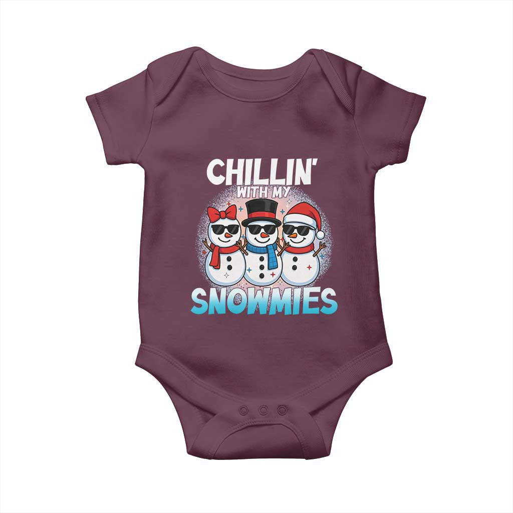 Christmas Snowman Baby Onesie Chillin With My Snowmies Christmas Snowman - Wonder Print Shop