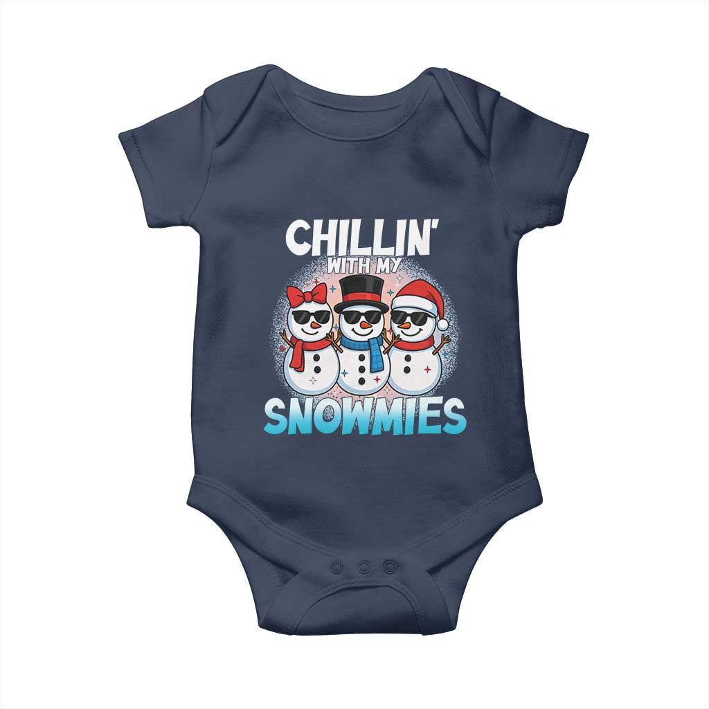 Christmas Snowman Baby Onesie Chillin With My Snowmies Christmas Snowman - Wonder Print Shop