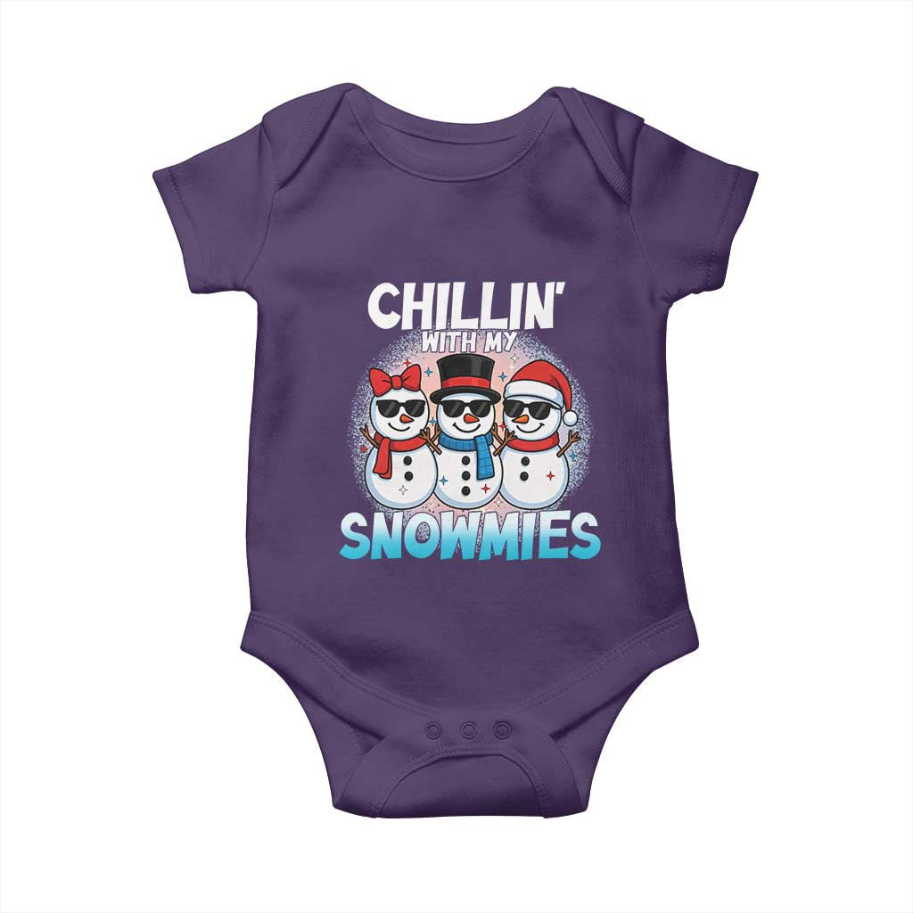 Christmas Snowman Baby Onesie Chillin With My Snowmies Christmas Snowman - Wonder Print Shop