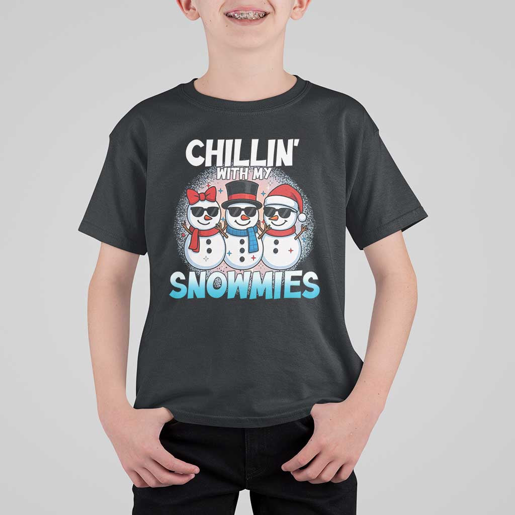 Christmas Snowman T Shirt For Kid Chillin With My Snowmies Christmas Snowman - Wonder Print Shop
