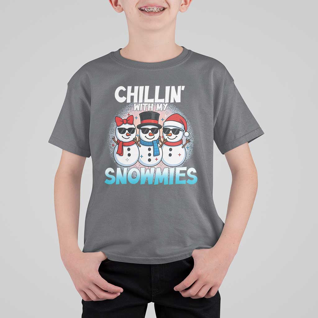 Christmas Snowman T Shirt For Kid Chillin With My Snowmies Christmas Snowman - Wonder Print Shop