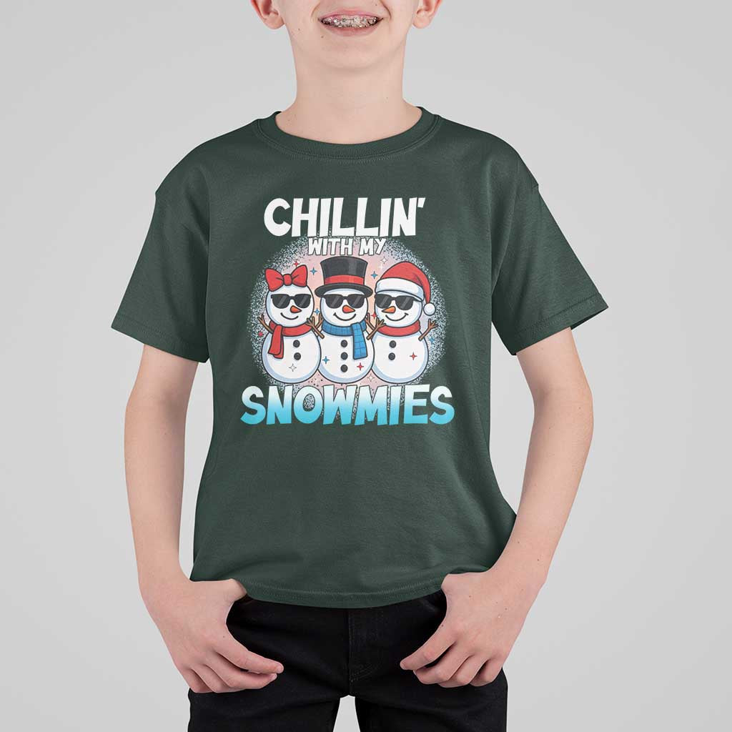 Christmas Snowman T Shirt For Kid Chillin With My Snowmies Christmas Snowman - Wonder Print Shop