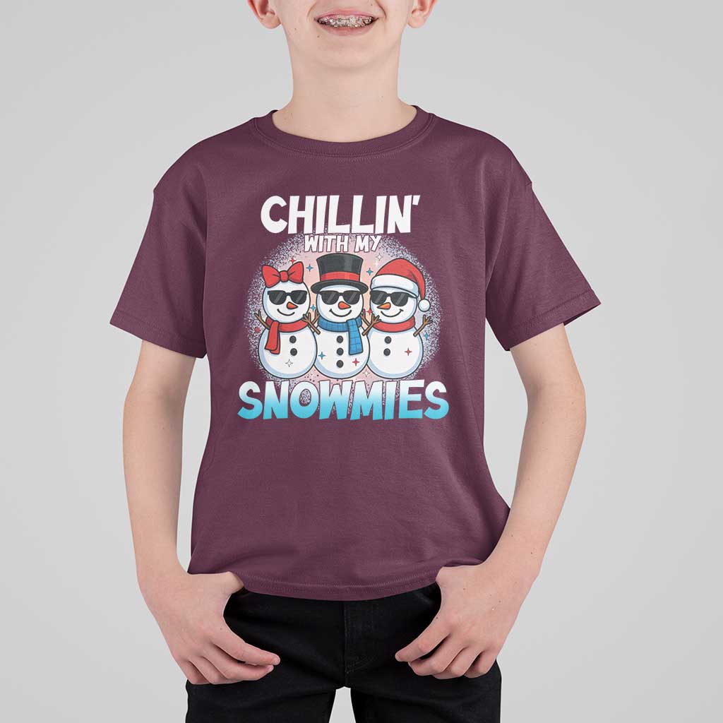 Christmas Snowman T Shirt For Kid Chillin With My Snowmies Christmas Snowman - Wonder Print Shop