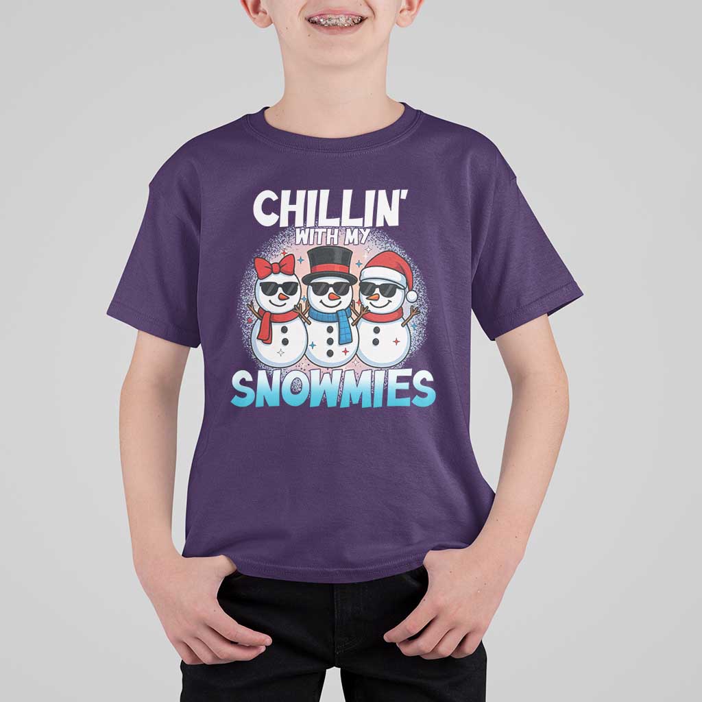 Christmas Snowman T Shirt For Kid Chillin With My Snowmies Christmas Snowman - Wonder Print Shop