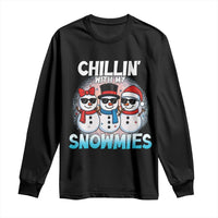 Christmas Snowman Long Sleeve Shirt Chillin With My Snowmies Christmas Snowman - Wonder Print Shop