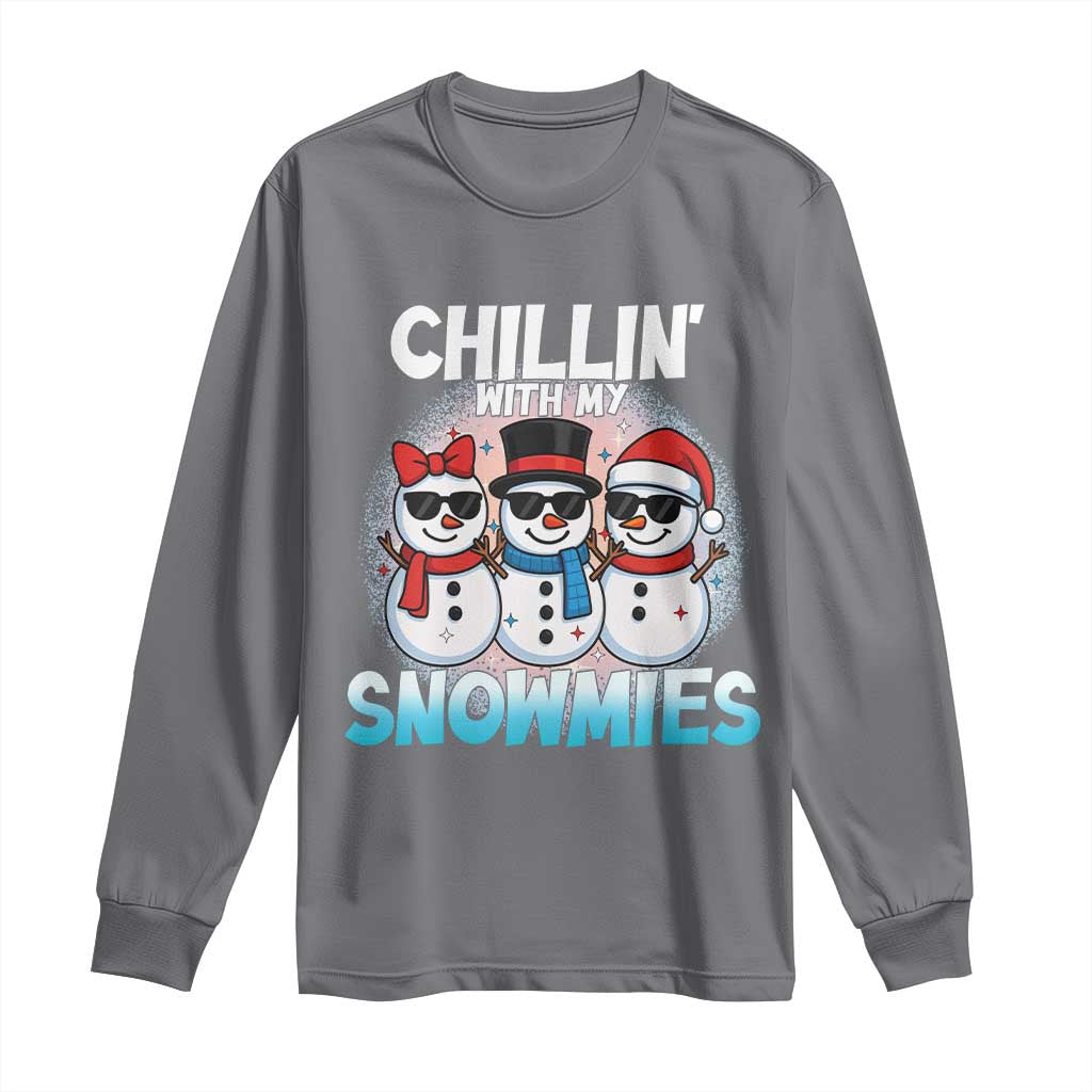 Christmas Snowman Long Sleeve Shirt Chillin With My Snowmies Christmas Snowman - Wonder Print Shop