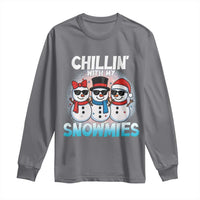 Christmas Snowman Long Sleeve Shirt Chillin With My Snowmies Christmas Snowman - Wonder Print Shop