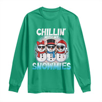 Christmas Snowman Long Sleeve Shirt Chillin With My Snowmies Christmas Snowman - Wonder Print Shop