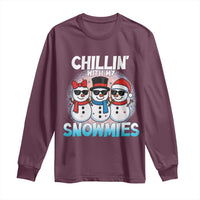 Christmas Snowman Long Sleeve Shirt Chillin With My Snowmies Christmas Snowman - Wonder Print Shop