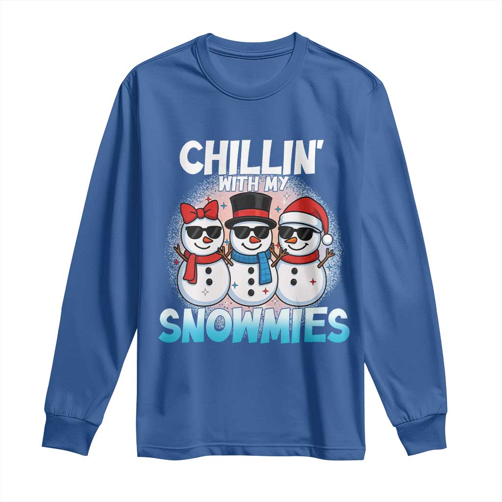 Christmas Snowman Long Sleeve Shirt Chillin With My Snowmies Christmas Snowman - Wonder Print Shop