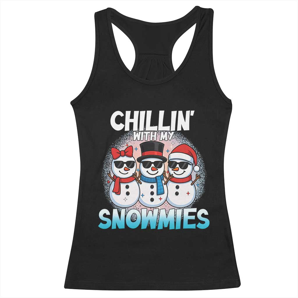 Christmas Snowman Racerback Tank Top Chillin With My Snowmies Christmas Snowman - Wonder Print Shop