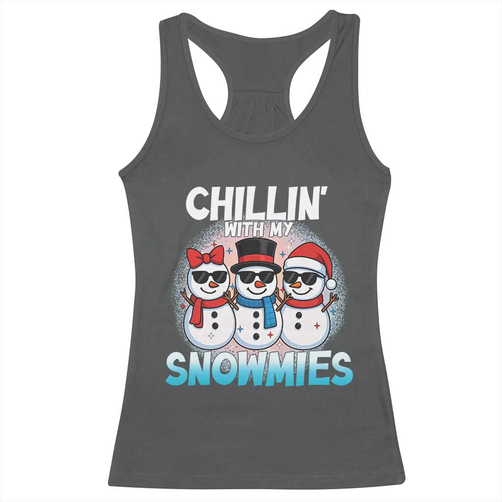 Christmas Snowman Racerback Tank Top Chillin With My Snowmies Christmas Snowman - Wonder Print Shop
