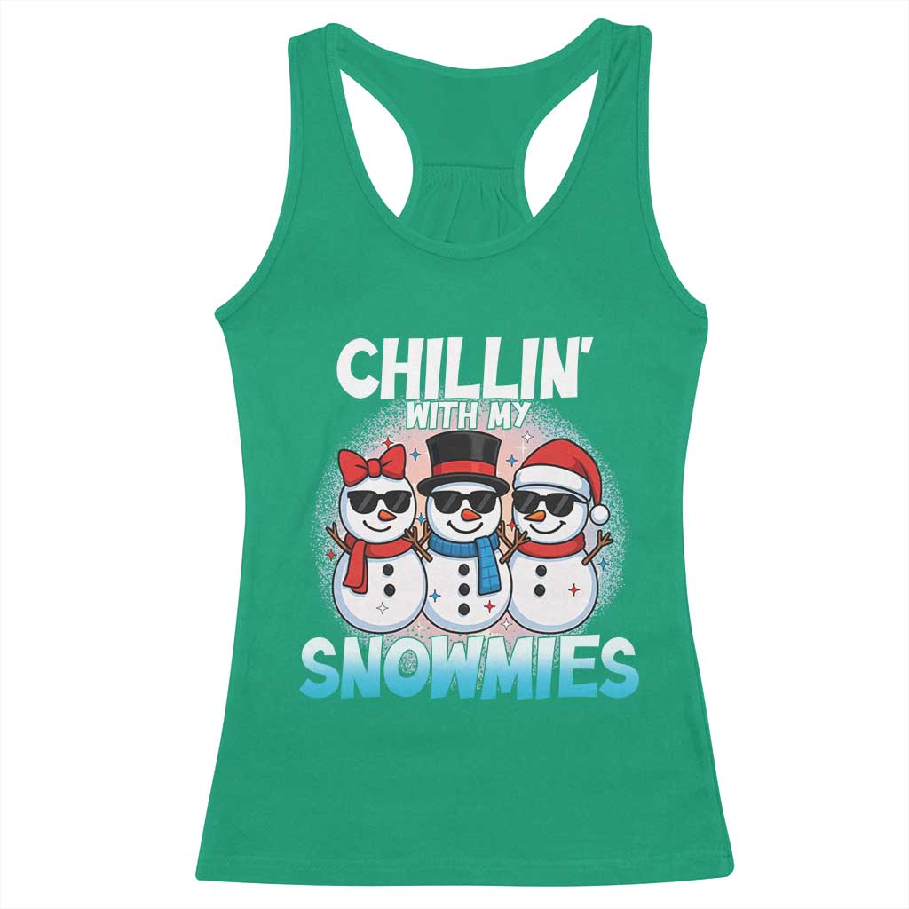 Christmas Snowman Racerback Tank Top Chillin With My Snowmies Christmas Snowman - Wonder Print Shop