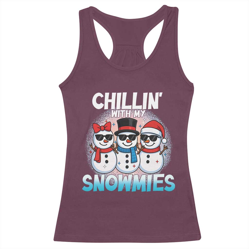 Christmas Snowman Racerback Tank Top Chillin With My Snowmies Christmas Snowman - Wonder Print Shop