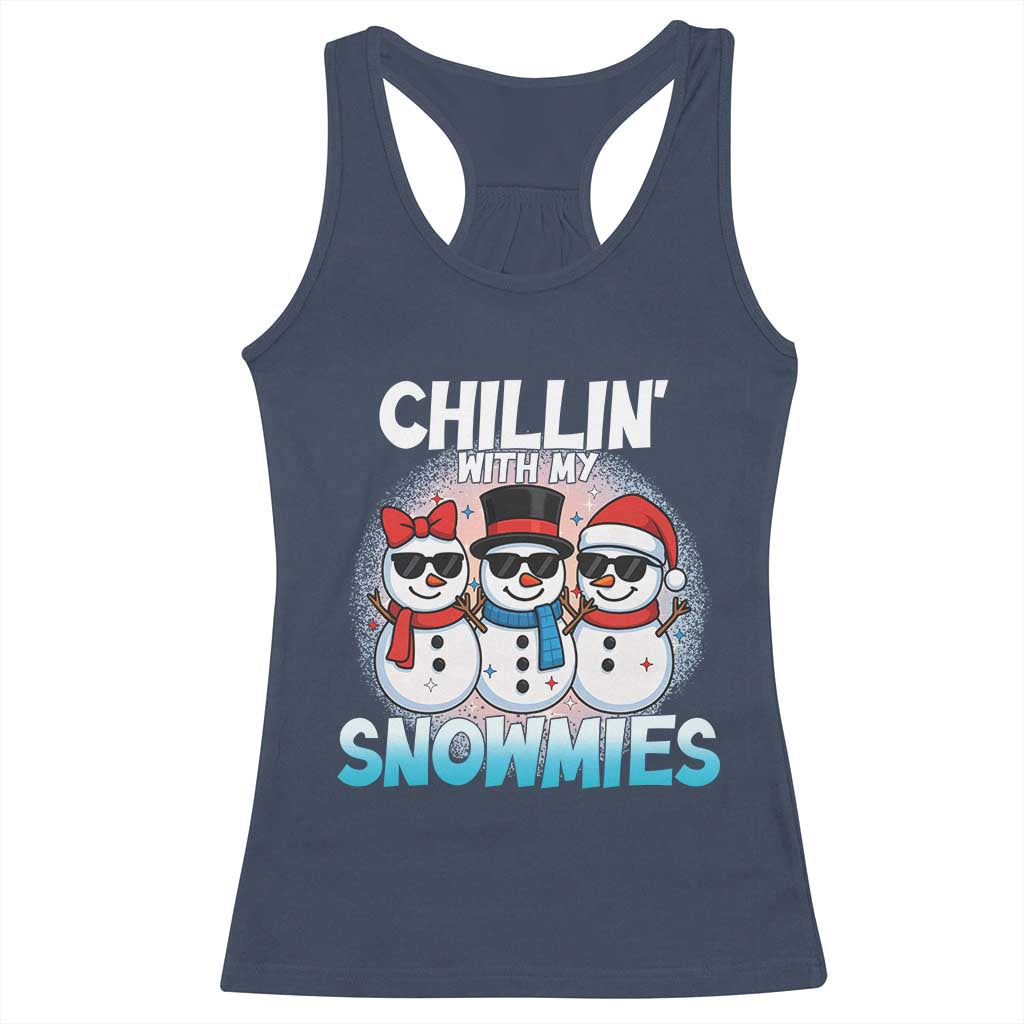 Christmas Snowman Racerback Tank Top Chillin With My Snowmies Christmas Snowman - Wonder Print Shop