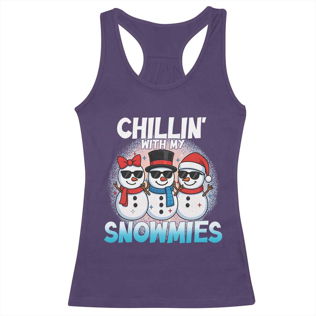 Christmas Snowman Racerback Tank Top Chillin With My Snowmies Christmas Snowman - Wonder Print Shop