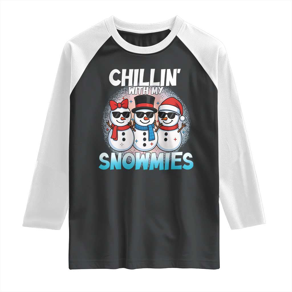 Christmas Snowman Raglan Shirt Chillin With My Snowmies Christmas Snowman - Wonder Print Shop