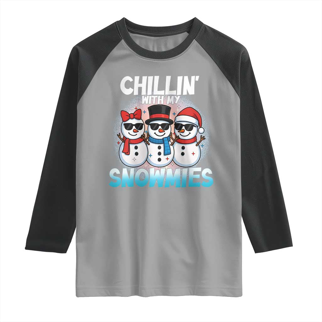 Christmas Snowman Raglan Shirt Chillin With My Snowmies Christmas Snowman - Wonder Print Shop
