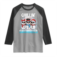 Christmas Snowman Raglan Shirt Chillin With My Snowmies Christmas Snowman - Wonder Print Shop
