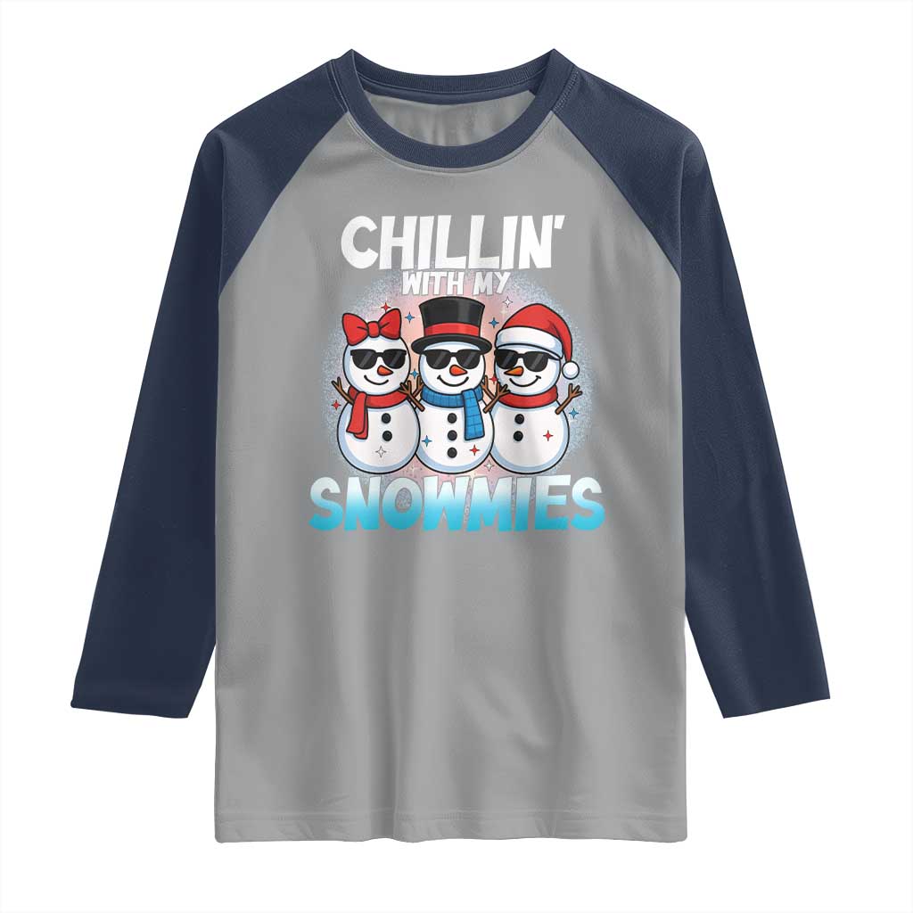 Christmas Snowman Raglan Shirt Chillin With My Snowmies Christmas Snowman - Wonder Print Shop