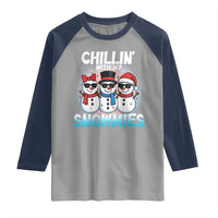 Christmas Snowman Raglan Shirt Chillin With My Snowmies Christmas Snowman - Wonder Print Shop