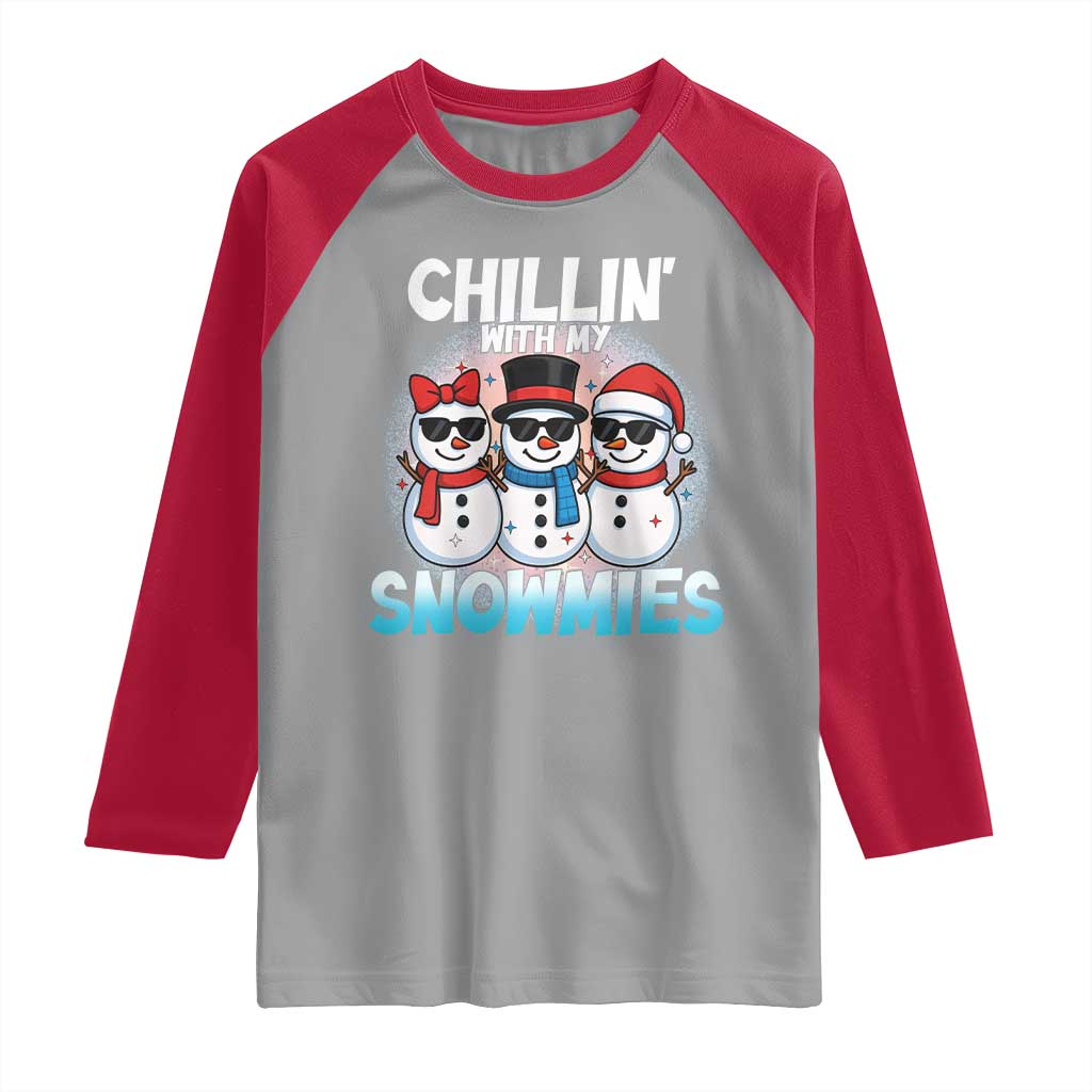 Christmas Snowman Raglan Shirt Chillin With My Snowmies Christmas Snowman - Wonder Print Shop