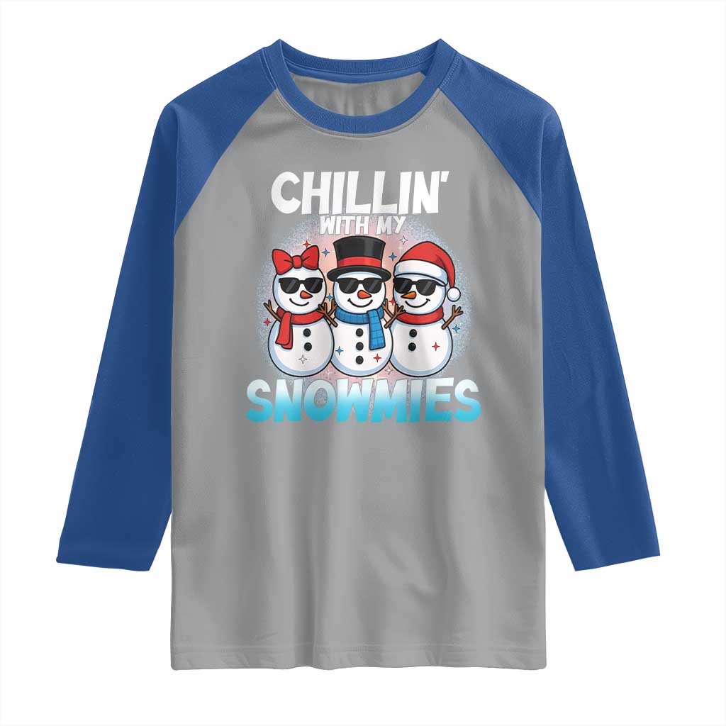 Christmas Snowman Raglan Shirt Chillin With My Snowmies Christmas Snowman - Wonder Print Shop