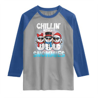 Christmas Snowman Raglan Shirt Chillin With My Snowmies Christmas Snowman - Wonder Print Shop