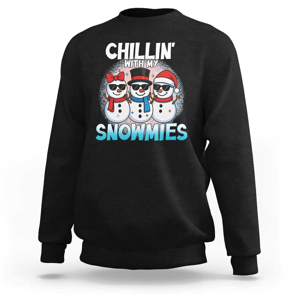 Christmas Snowman Sweatshirt Chillin With My Snowmies Christmas Snowman - Wonder Print Shop
