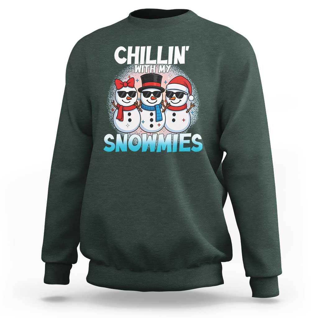 Christmas Snowman Sweatshirt Chillin With My Snowmies Christmas Snowman - Wonder Print Shop