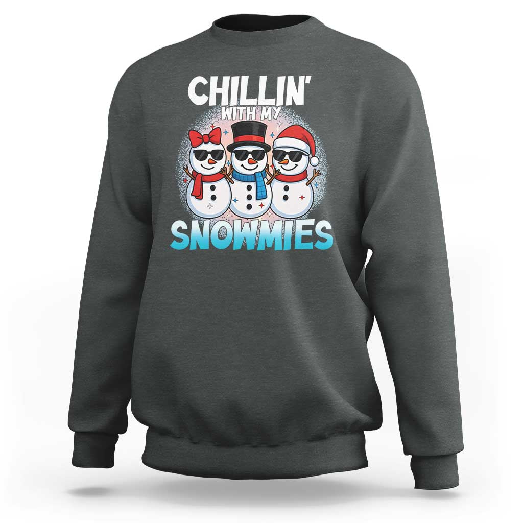 Christmas Snowman Sweatshirt Chillin With My Snowmies Christmas Snowman - Wonder Print Shop
