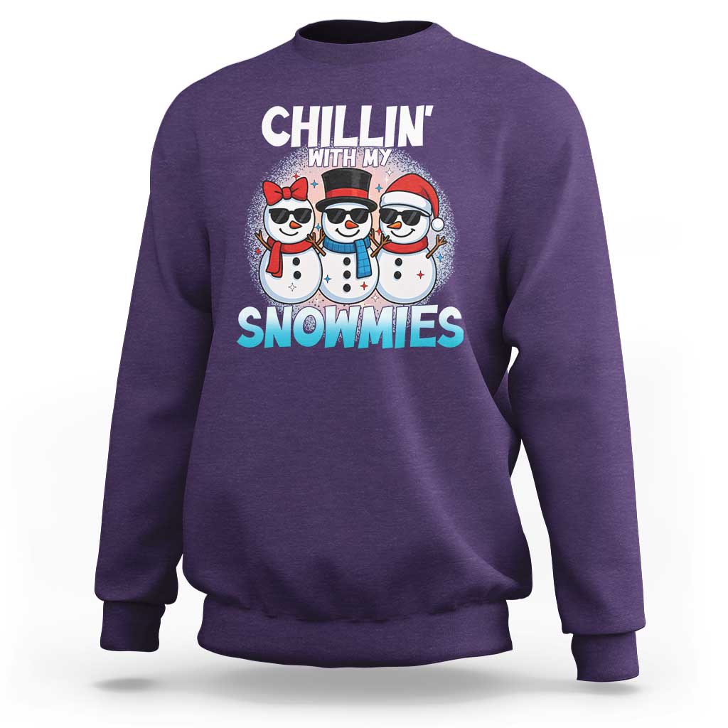 Christmas Snowman Sweatshirt Chillin With My Snowmies Christmas Snowman - Wonder Print Shop