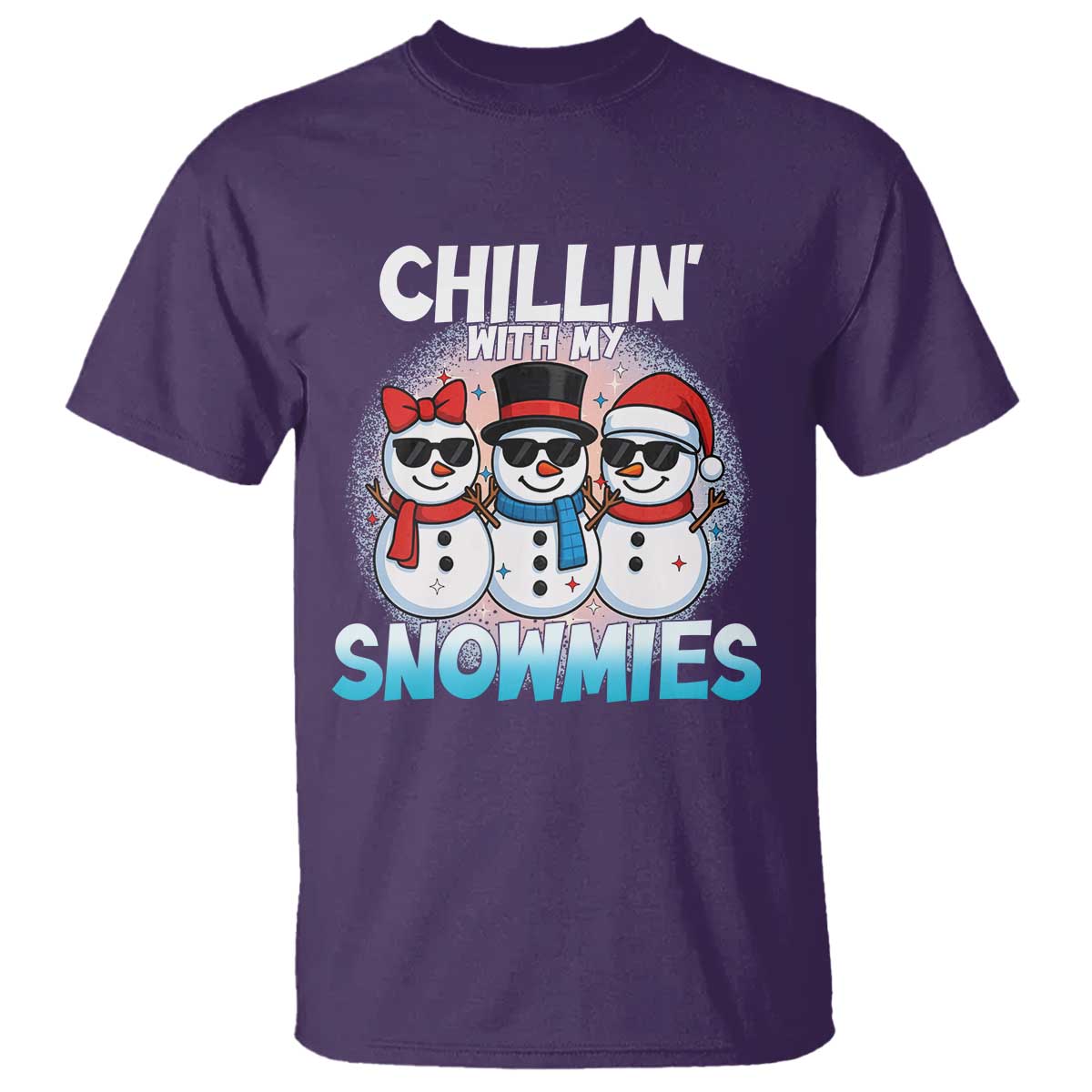 Christmas Snowman T Shirt Chillin With My Snowmies Christmas Snowman - Wonder Print Shop