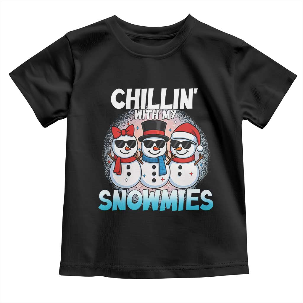 Christmas Snowman Toddler T Shirt Chillin With My Snowmies Christmas Snowman - Wonder Print Shop