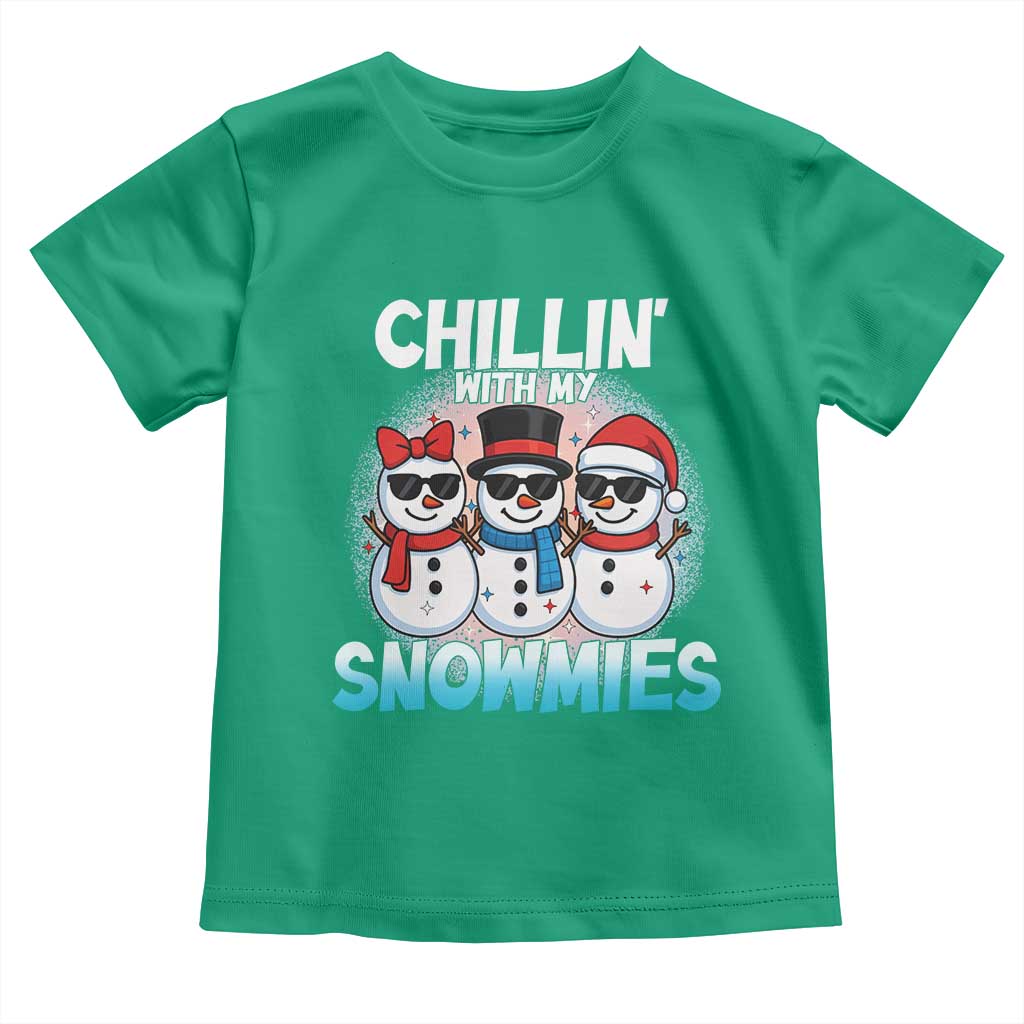 Christmas Snowman Toddler T Shirt Chillin With My Snowmies Christmas Snowman - Wonder Print Shop