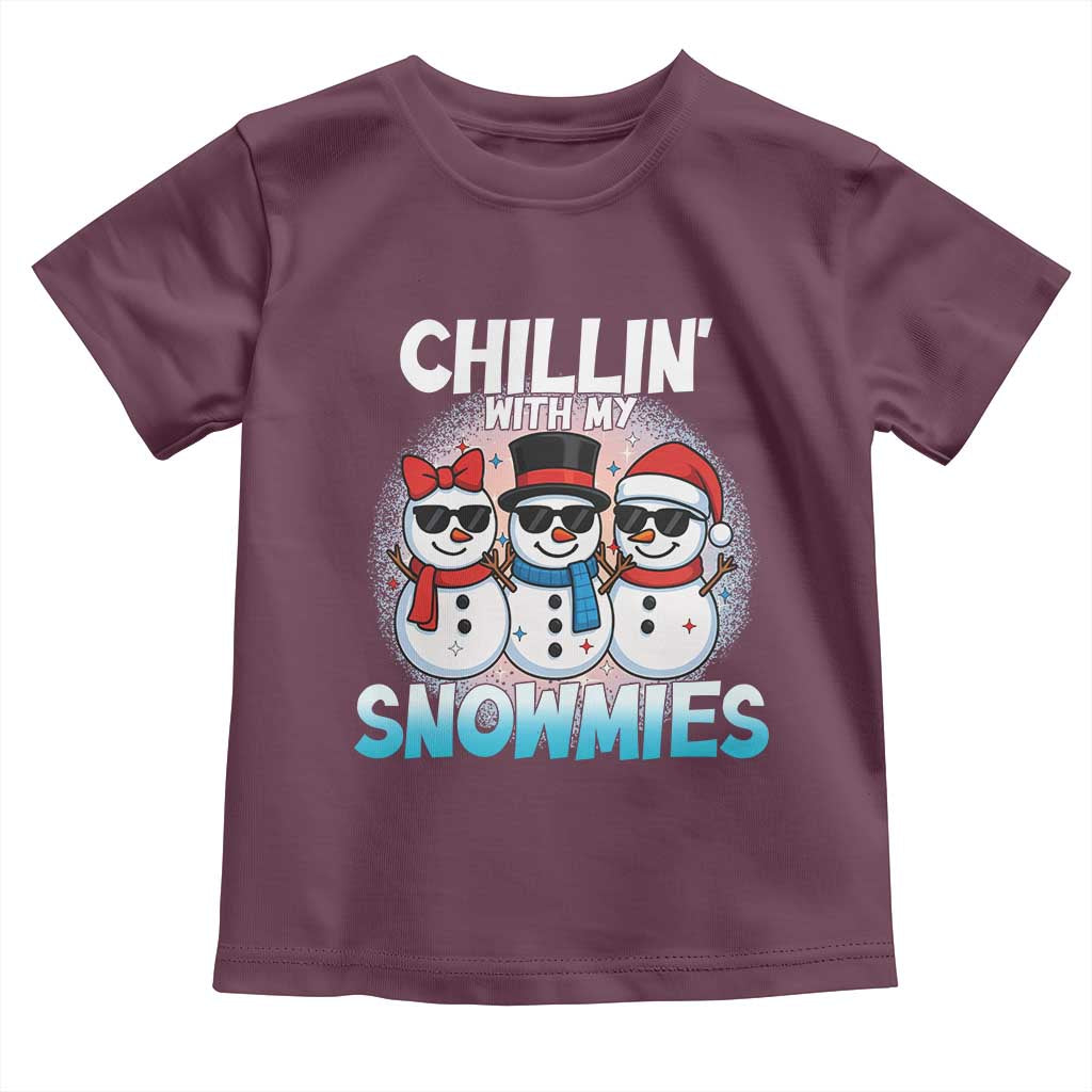 Christmas Snowman Toddler T Shirt Chillin With My Snowmies Christmas Snowman - Wonder Print Shop