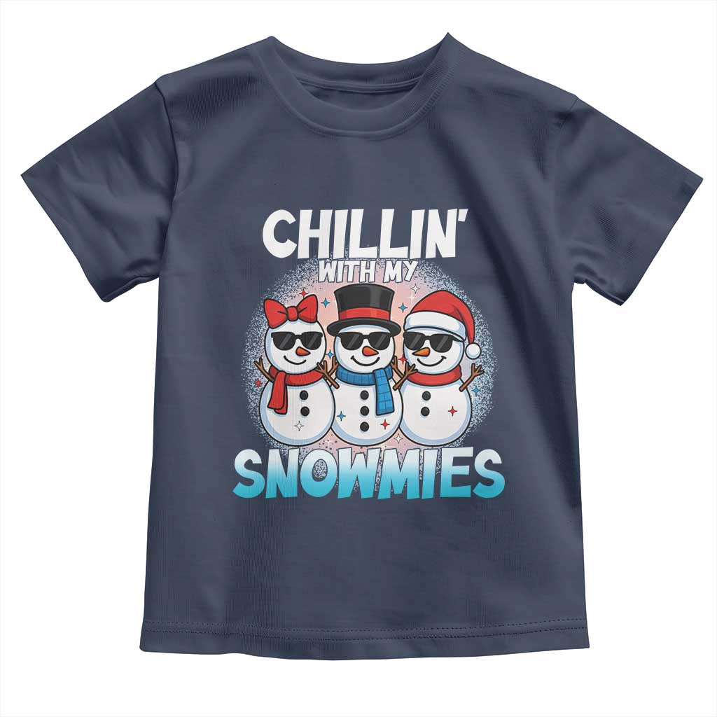 Christmas Snowman Toddler T Shirt Chillin With My Snowmies Christmas Snowman - Wonder Print Shop