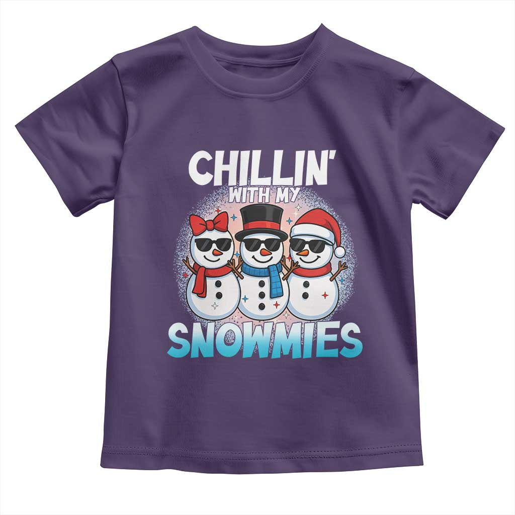 Christmas Snowman Toddler T Shirt Chillin With My Snowmies Christmas Snowman - Wonder Print Shop