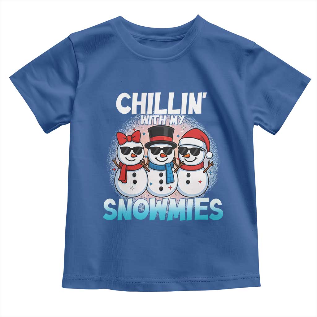 Christmas Snowman Toddler T Shirt Chillin With My Snowmies Christmas Snowman - Wonder Print Shop