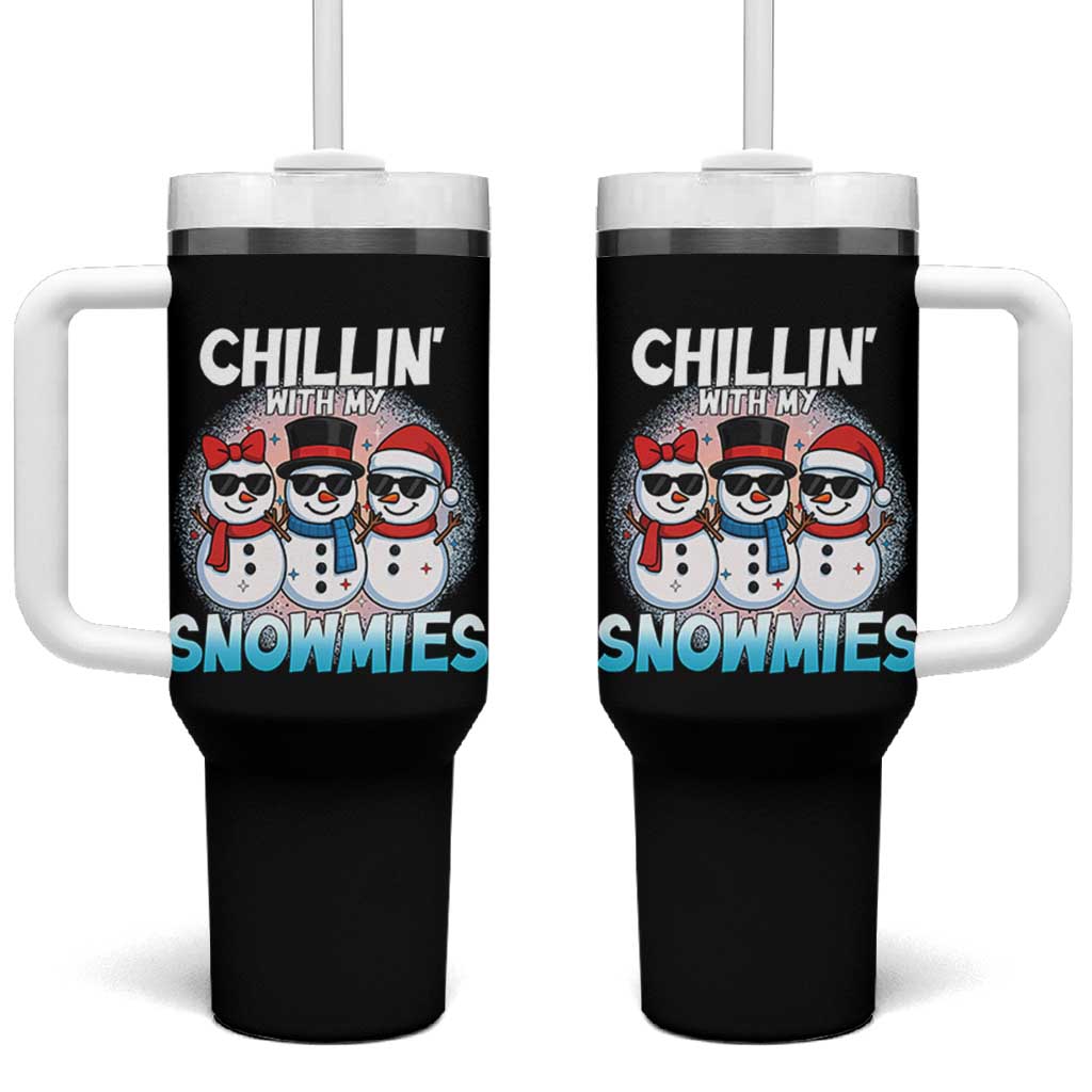 Christmas Snowman Tumbler With Handle Chillin With My Snowmies Christmas Snowman