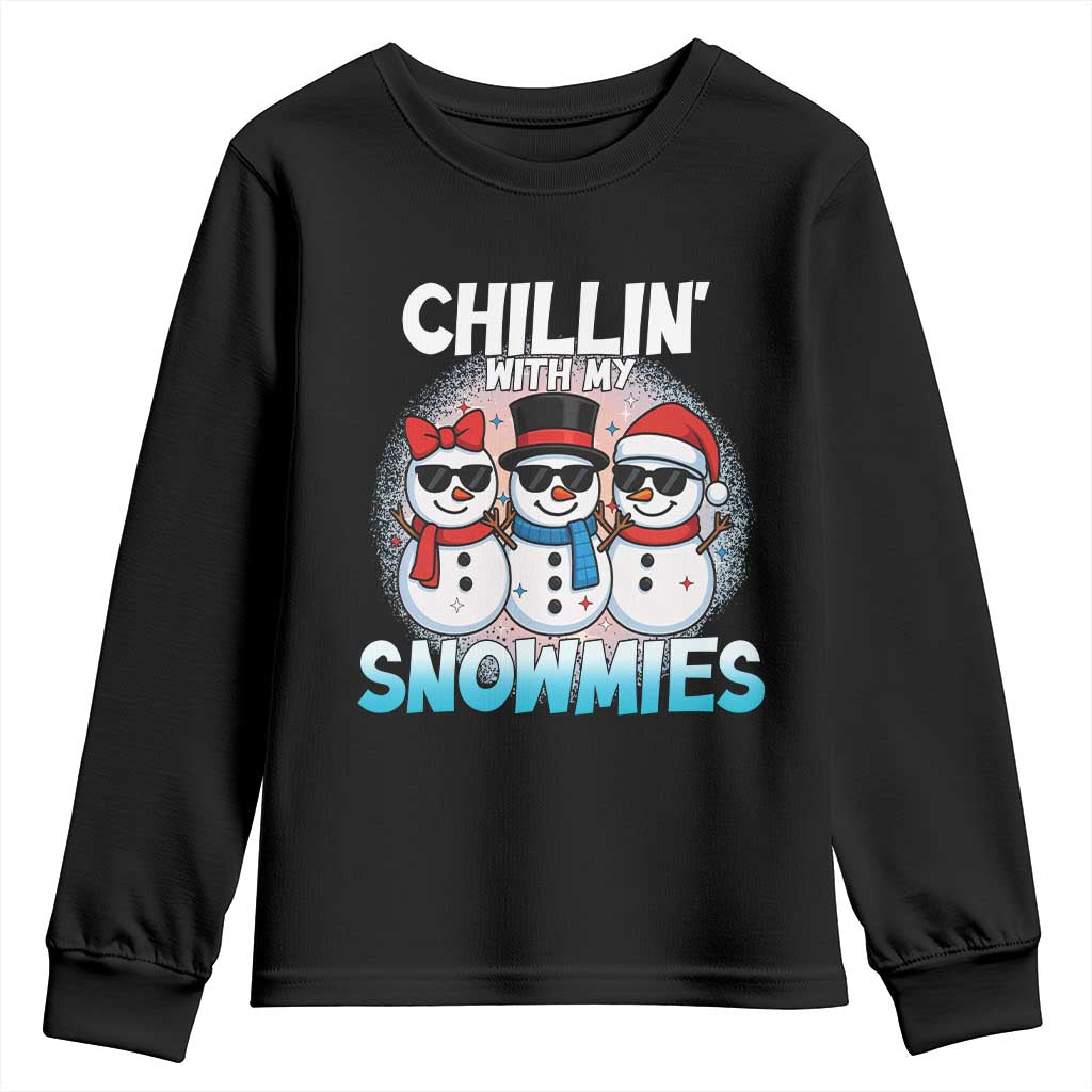 Christmas Snowman Youth Sweatshirt Chillin With My Snowmies Christmas Snowman - Wonder Print Shop