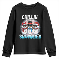 Christmas Snowman Youth Sweatshirt Chillin With My Snowmies Christmas Snowman - Wonder Print Shop