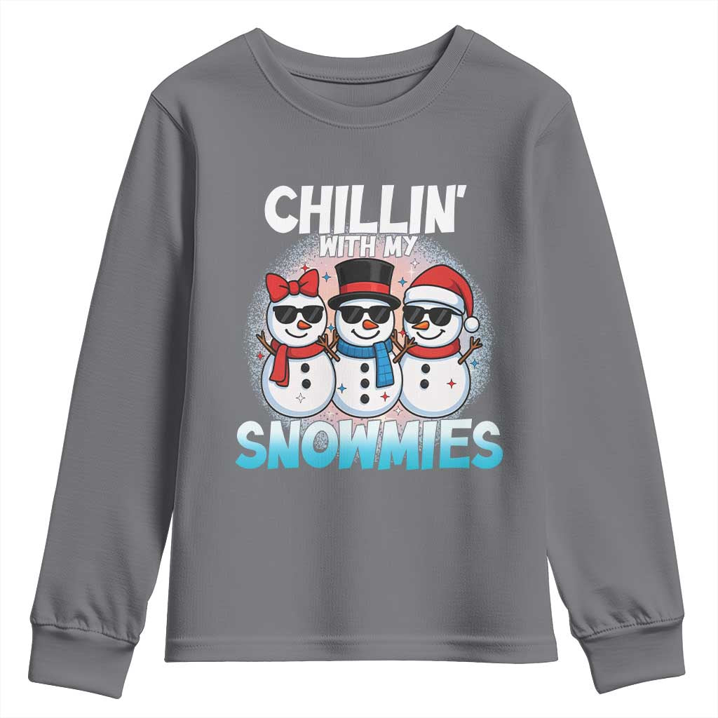 Christmas Snowman Youth Sweatshirt Chillin With My Snowmies Christmas Snowman - Wonder Print Shop