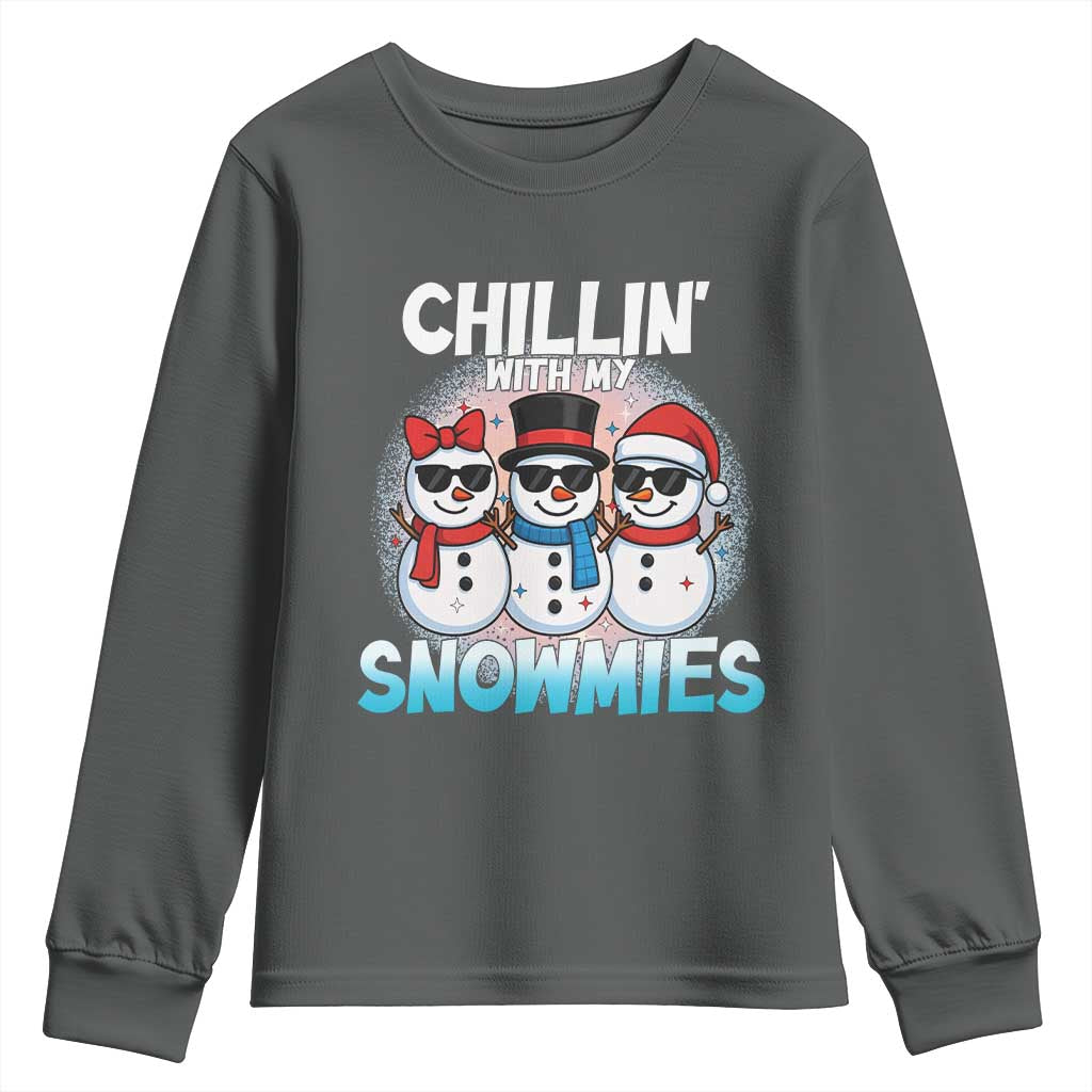 Christmas Snowman Youth Sweatshirt Chillin With My Snowmies Christmas Snowman - Wonder Print Shop