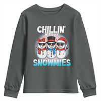 Christmas Snowman Youth Sweatshirt Chillin With My Snowmies Christmas Snowman - Wonder Print Shop